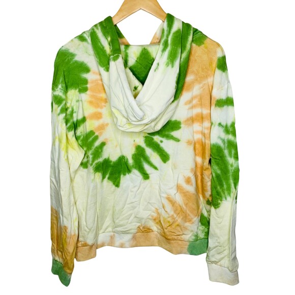 POL oversized boxy tie dye hoodie orange green size small - Picture 2 of 9